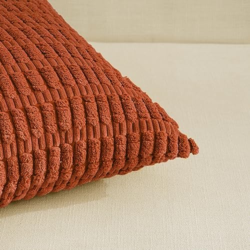 Fancy Homi 4 Packs Decorative Throw Pillow Covers for Living Room Couch Bed, Modern Farmhouse Boho Home Décor Accent Cushion Case, 22" x 22", Burnt Orange