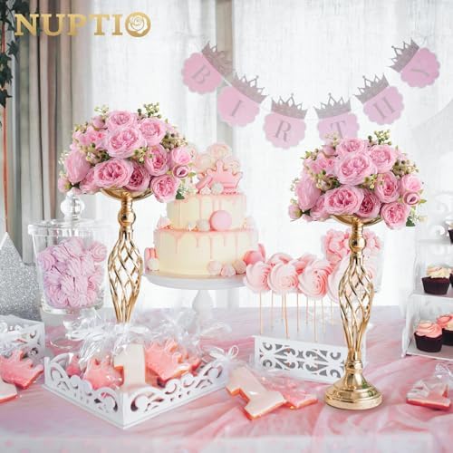 NUPTIO Gold Centerpiece Stand for Table, Twist Style , 17.7" Tall, 10 Pcs