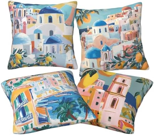 Italian Lemon Throw Pillow Covers Set of 4 Decorative Soft Double Sided Print Pillow Case Farmhouse Home Decor for Living Room Sofa Couch 18x18