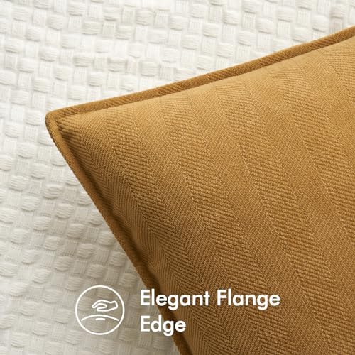 MIULEE Pack of 2 Mustard Yellow Euro Shams Chenille Pillow Covers 26x26