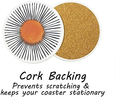 AD Set of 6 Coasters for Drinks Absorbing Round Ceramic Stone Coaster with Cork Base Tabletop Protection Mat for Mugs and Cups,Office,Kitchen (Colorful Series)