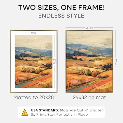 Homeforia 24x32 Bronze Poster Frame, High-End Metal, 20x28 Mat, Glass