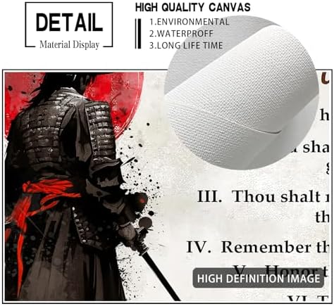 Wesluin 12"x18" Samurai Red Moon Canvas – Motivational Japanese Wall Art | Warrior gazes at blood moon, echoing “I Choose.” Unshaken resolve decor. Hook included, ready to hang.