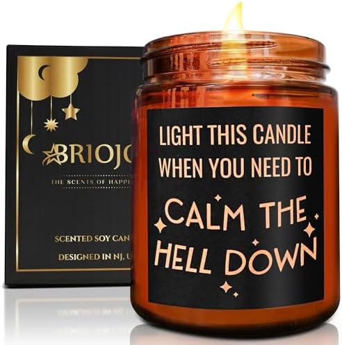 Calming Candles - Funny Relaxing Gift for Her - Calm Down, Relax Gifts for Women Men - Birthday Gift for Friend Coworker Bestie Sister - Aromatherapy, Anxiety Stress Relief Soy Jar Candle