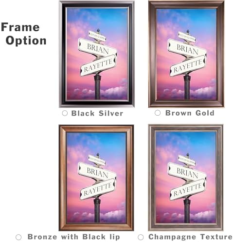 Street Sign Black and White Framed Arts Gift Your Names,the Date and romantic verses or write your own message Gift for Anniversary.With Different Frame Styles Framed Size:27 5/8X19 5/8 inches