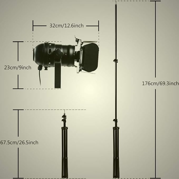 Vintage Industrial Black Retro Tripod Adjustable Floor lamp Parking Light, 5 Meter Cable with Foot Switch Parking Light Tripod gooseneck for Living Room Bedroom Office bar Lighting (Pack of 2)
