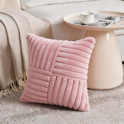 All Smiles Pink Valentines Decorative Throw Pillow Covers 18x18 Set of 2