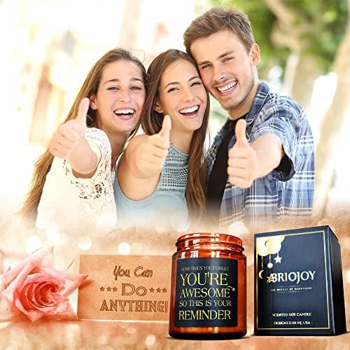 Inspirational Candles for Women Men - Unique Birthday, Appreciation, Relaxation - Gift for Her Him Sister Son Daughter Best Friend Coworker - Mahogany Teakwood Scented Soy Candle for Home