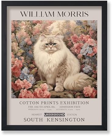 Poster Master Persian Cat Print - Flower & Animal Art - Botanical Exhibition Wall Design - Floral Cat Illustration - Aesthetic Office or Bedroom Decor - 11x14 UNFRAMED Wall Decor