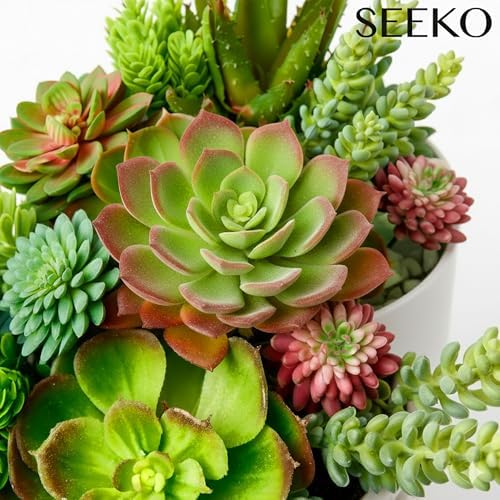 SEEKO Succulents Plants Artificial Unpotted – 28 Pack Fake Plants Set