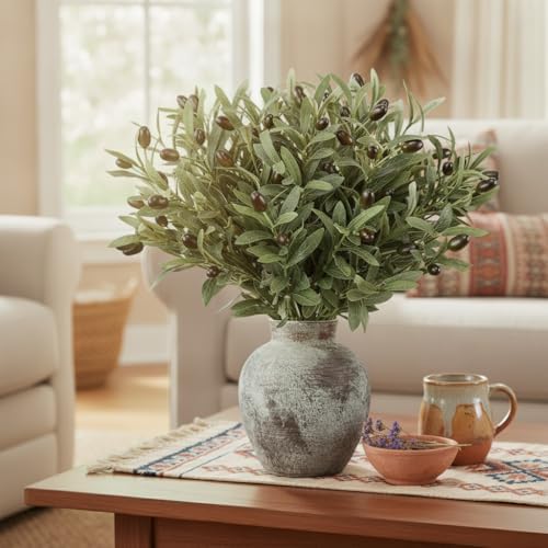 Leftover 12PCS 18Inch Faux Olive Branches for Vase,Artificia Tree Branches,Fake Plants,Greenery Stems,Eucalyptus Stems,Green Leaves for Centerpieces Decoration,Home Decor,Coffee Table Decor