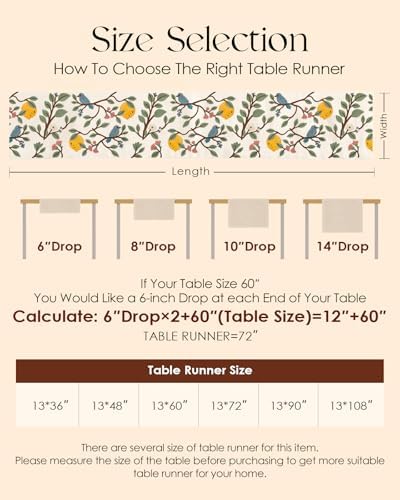 Canvas Embroidered Narrow 13"x 72" Table Runner, Lemon Bird
