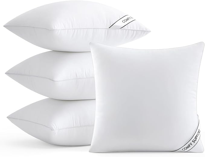 MIULEE 20x20 Pillows Inserts Pack of 4, Down Alternative Virgin Filling | Decorative Pillow Insert, Comfy Support Throw Pillows for Sofa Couch Bed