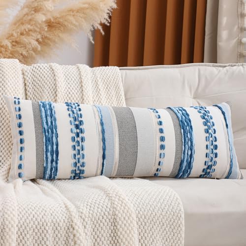 Boho Lumbar Throw Pillow Cover 14x36 Sky Blue