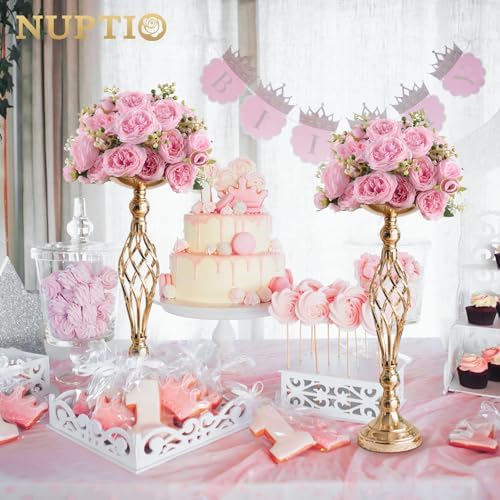 NUPTIO Gold Centerpiece Stand for Table, Twist Style, 20.5" Tall, 2 Pcs
