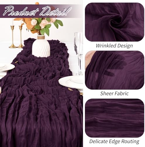 15 Pack Dark Purple Cheesecloth Table Runner 17 x 108 inch Cheese Cloth Table Runners 9ft Blue Table Runner Rustic Romantic Sheer Gauze Runner for Wedding Party Baby Shower Table Decoration