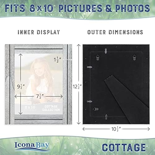 Icona Bay 8x10 (20x25 cm) Picture Frames (Farmhouse White, 3 Pack), Rustic Picture Frame Set, Natural Real Wood Frames, Cottage Collection