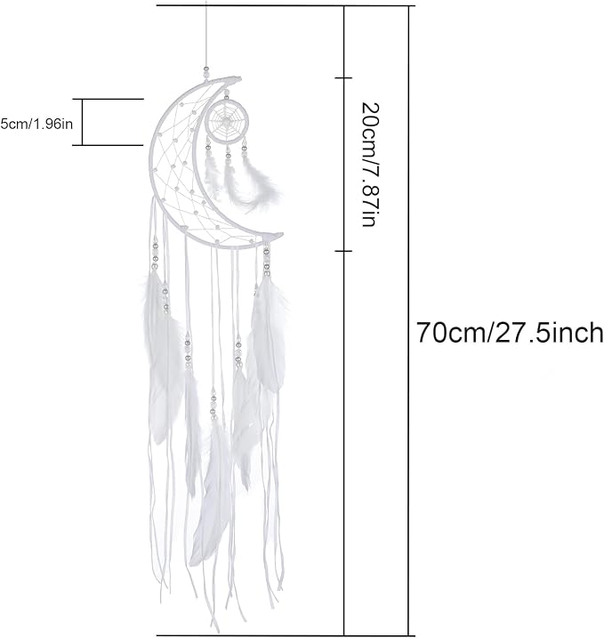 Jetec 3 Pcs Dream Catcher for Girl Star Sun Moon Decor, White