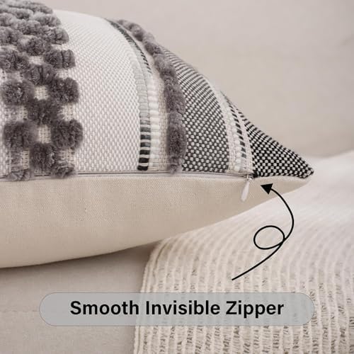 Boho Throw Pillow Covers 18x18 inch Set of 2 Gray