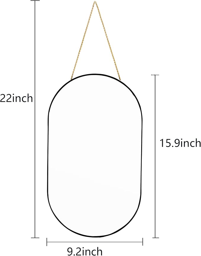 YCHMIR Oval Wall Mirror, Gold, Oval Shape, for Bathrooms and More (Black, 16x9.2 inch)