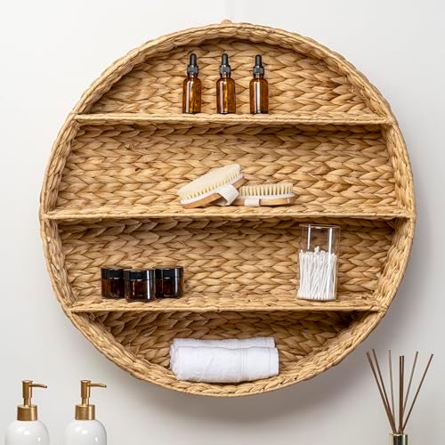 happimess Annulus 3-Shelf Circular Hyacinth Wall Rack 24.6", Natural