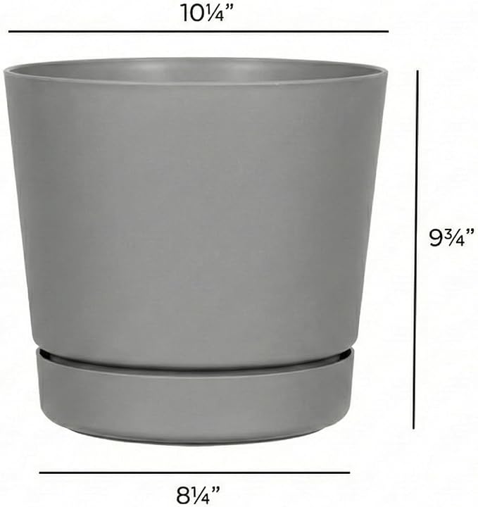 Root & Vessel Majestic Full Depth Round Cylinder Pot, Glossy Gray, 10-Inch (10100)