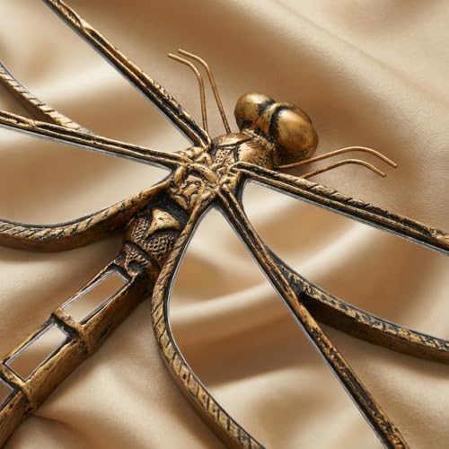 Adkoat® Vintage Gold Dragonfly Mirror Wall Decor: Insect Wall Accent Mirror | Housewarming Gifts - Resin Dragon Fly Art | Small Gold Butterfly Decorative for Bedroom Living Room Hallway - 12.5"x10"