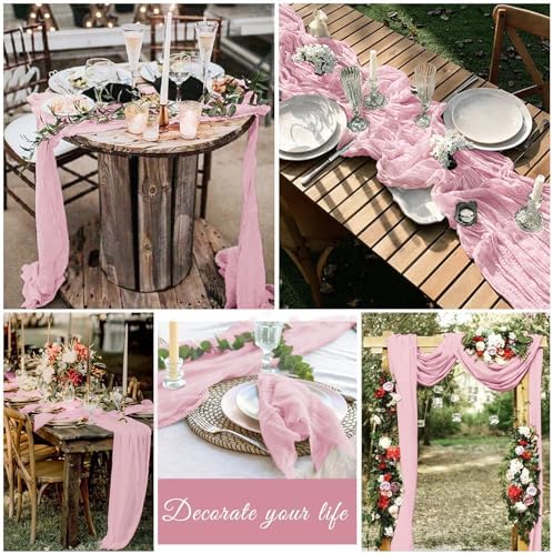 20 Pack Cheesecloth Table Runner 17 x 108 Inch, Light Pink