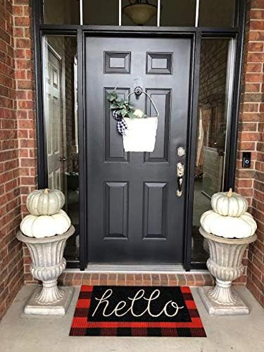 LEVINIS Christmas Door Mat 2'×3' for Kitchen/Bathroom/Entry Way/Laundry Room/Living Room, Red&Black