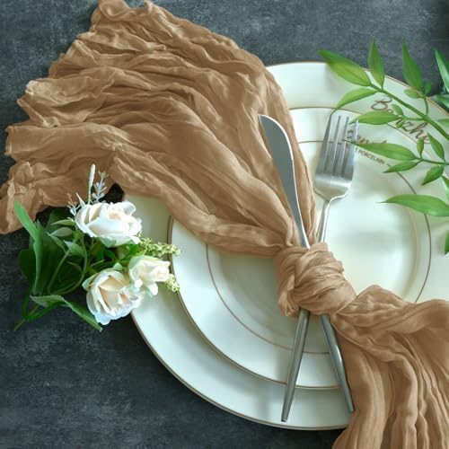 Sioloc Nude Cheesecloth Table Runner Fall Autumn Decor for Home 10ft Table Cloth for Tea Wedding Birthday Party Baby Bridal Shower Halloween Thanksgiving