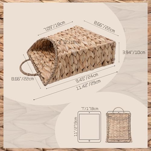 Water Hyacinth Hanging Wall Basket, Handwoven Wicker Wall Hanging Baskets for Home Decor, Entryway & Bathroom – Natural Handmade Door Basket for Stylish Wall Display,8.7 x 4.7 x 11.4 in
