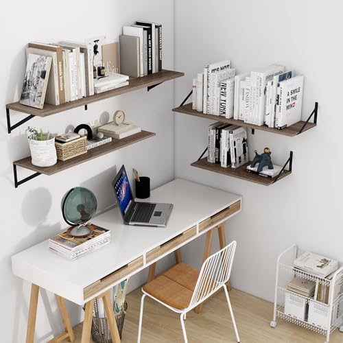 Heimlove 36W x 12D Deep Floating Shelves Set of 2 Grey