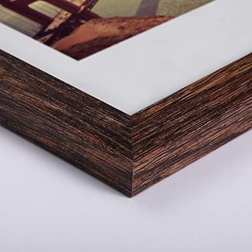BAIJIALI 5x7 Picture Frame Rustic Brown Wood Pattern Set of 4 with Tempered Glass,Display Photos 4x6 with Mat or 5x7 Without Mat, Horizontal and Vertical Formats for Wall and Table Mounting