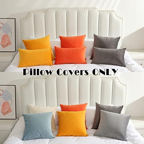Stellhome Pack of 2 Velvet Pillow Covers Square Decorative Cushion Covers for Bed Couch Sofa Bench, 20 x 20 inch (50 x 50 cm), Dark Grey