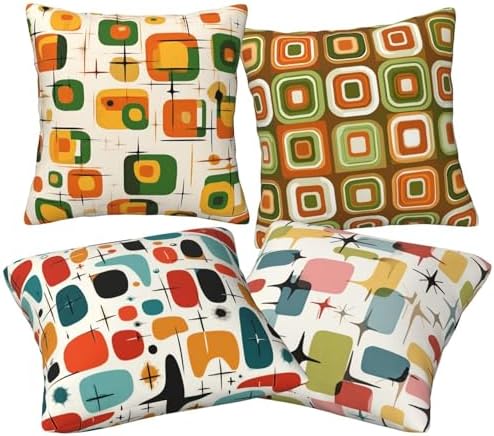 Midcentury Modern Throw Pillow Covers Set of 4 Decorative Soft Double Sided Print Pillow Case Farmhouse Home Decor for Living Room Sofa Couch 18x18