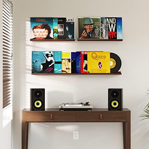 Wallniture Denver Multi Size Floating Shelves, Picture Ledge Living Room Decor, Book Display Shelf, Office Bedroom Wall Decor Set of 3 Walnut Color