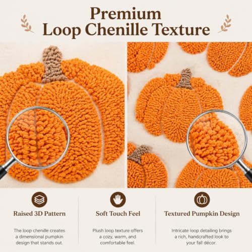 GEEORY Fall Pumpkin Pillow Covers Set of 2, Orange Tufted 20x20