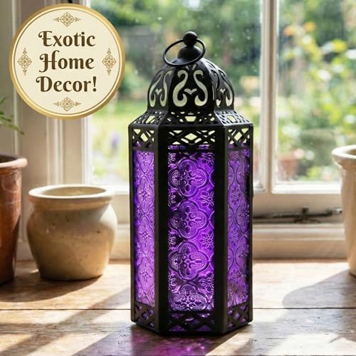 Vela Lanterns Decorative Indoor Gothic Candle Holders, Purple, M, 12-Pack