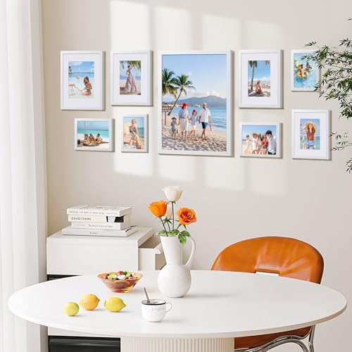HappyHapi 4x6 Picture Frame Set of 10, Wall or Tabletop Display, White