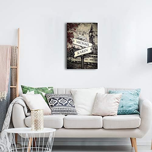 A&T Artwork Lovers Crossroads Personalized Canvas Prints Gift,includes Names and the Special Date Unique Gift for the Wedding Anniversary.24x16 inches