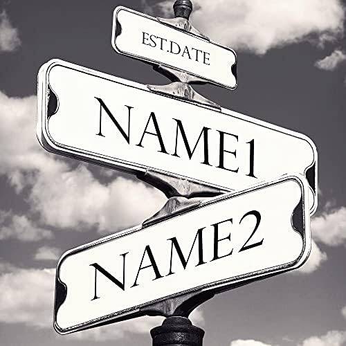A&T ARTWORK Street Sign Black and White Canvas Prints Gift Your Names,the Date and romantic verses or write your own message Gift for Anniversary,Valentine's day,Wedding. 24X36 inches