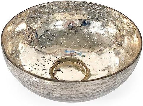 ANDALUCA Mercury Glass Decorative Silver Metallic Finish Bowl