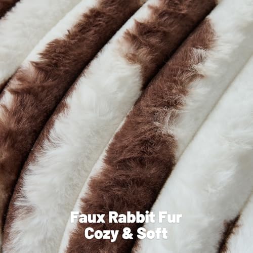 FUTEI Pack of 2 Faux Fur Throw Pillow Covers 12x20 Inch, Coffee White