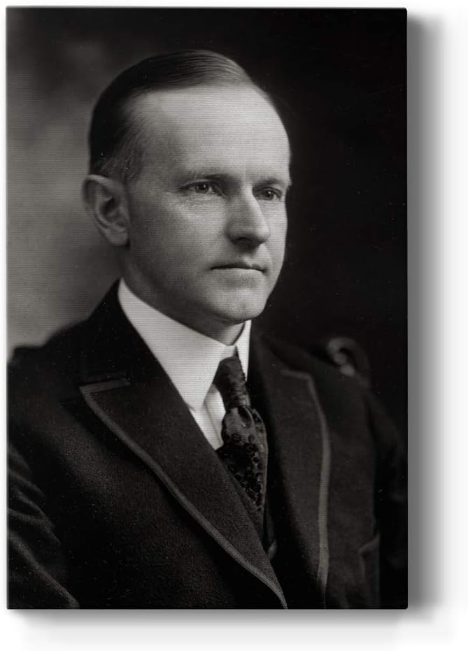 Renditions Gallery Calvin Coolidge Presidental Portrait Wall Art, Premium Gallery Wrapped Canvas Decor, Ready to Hang, 36 in H x 24 in W, Made in America Print