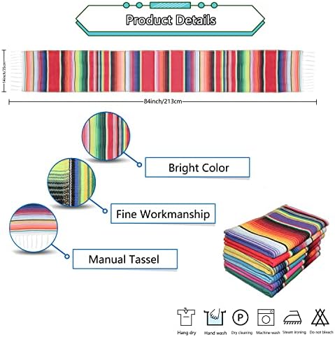 Tartaglia 12 Pack Mexican Table Runners 14x84 in Fiesta Party Decorations
