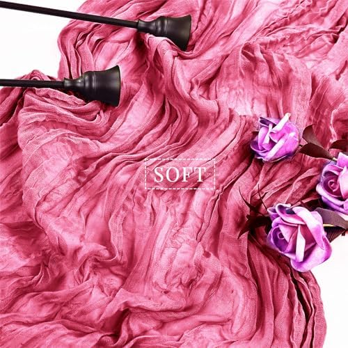 12 Pieces Hot Pink Cheesecloth Table Runners 10FT Gauze Fabric Runner for Tables Boho Table Runner Decoration Rustic Sheer Runner for Wedding Birthday Baby Bridal Shower Party (35 x 120 Inches Long)