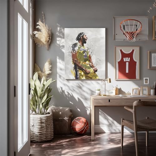 Anthony Davis Basketball Canvas Wall Art, Sports Player Poster, 16x20 Inch | Abstract splash ink athletic artwork, motivational sports wall decor for teen boys room, bedroom, living room, gym or office