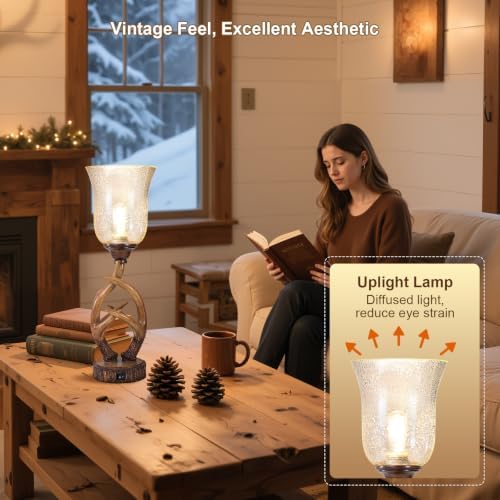 Scenekoy 20.5" Antler Table Uplight Lamp with USB Ports, Memory Function