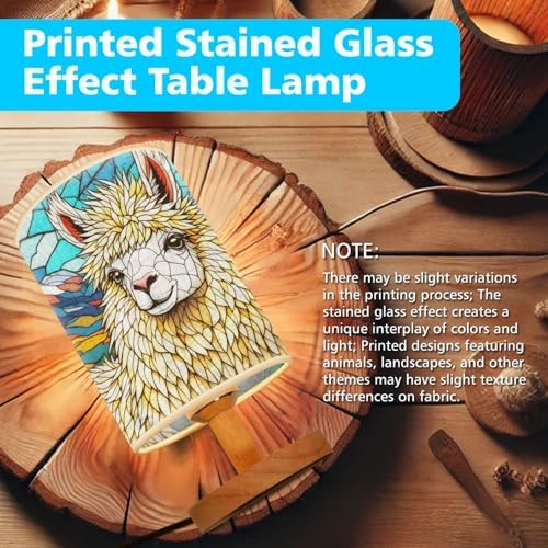 Llama Table Lamp LED 3-Color Pressed Bedside, Llama Shade Lamp with Wood Base for Bedroom Living Room Desk Office TL01