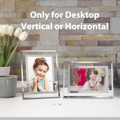 HIKWADERY 4x6 Picture Frames Silver - Set of 2, HD Real Glass 4 by 6 Photo Frame Mirrored Edge for Tabletop Display, Wedding Birthday Mothers Day Gifts (4 x 6, Silver)
